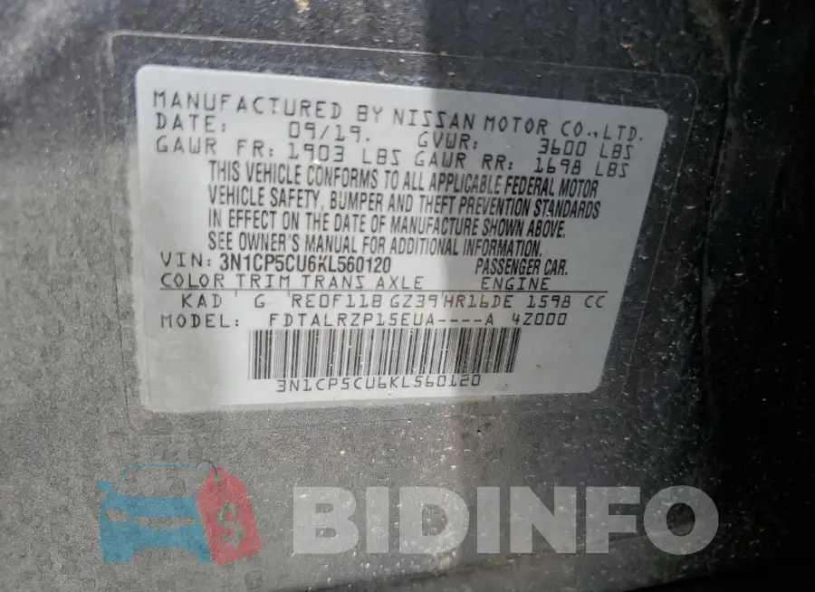 3N1CP5CU6KL560120 Photo# 13