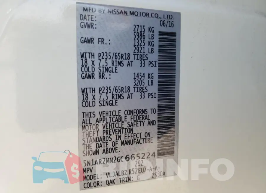 5N1AR2MN2GC665224 Photo# 14