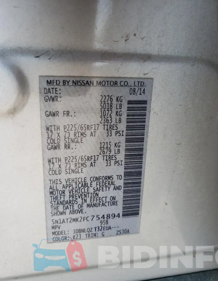 5N1AT2MK2FC754894 Photo# 13