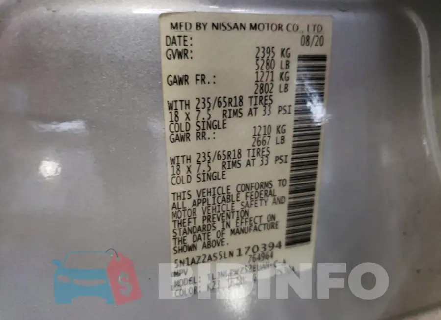 5N1AZ2AS5LN170394 Photo# 13