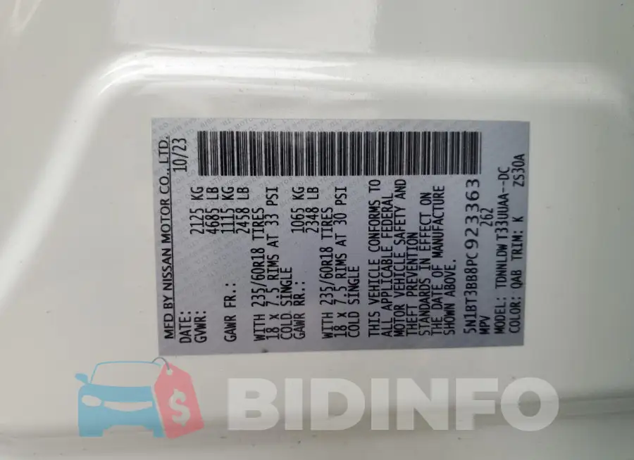5N1BT3BB8PC923363 Photo# 12