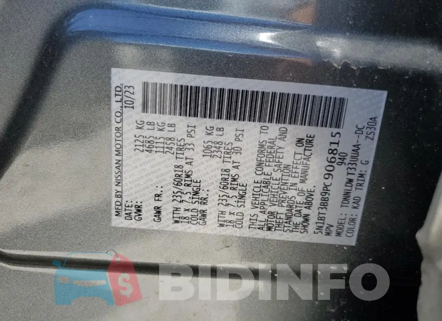 5N1BT3BB9PC906815 Photo# 13