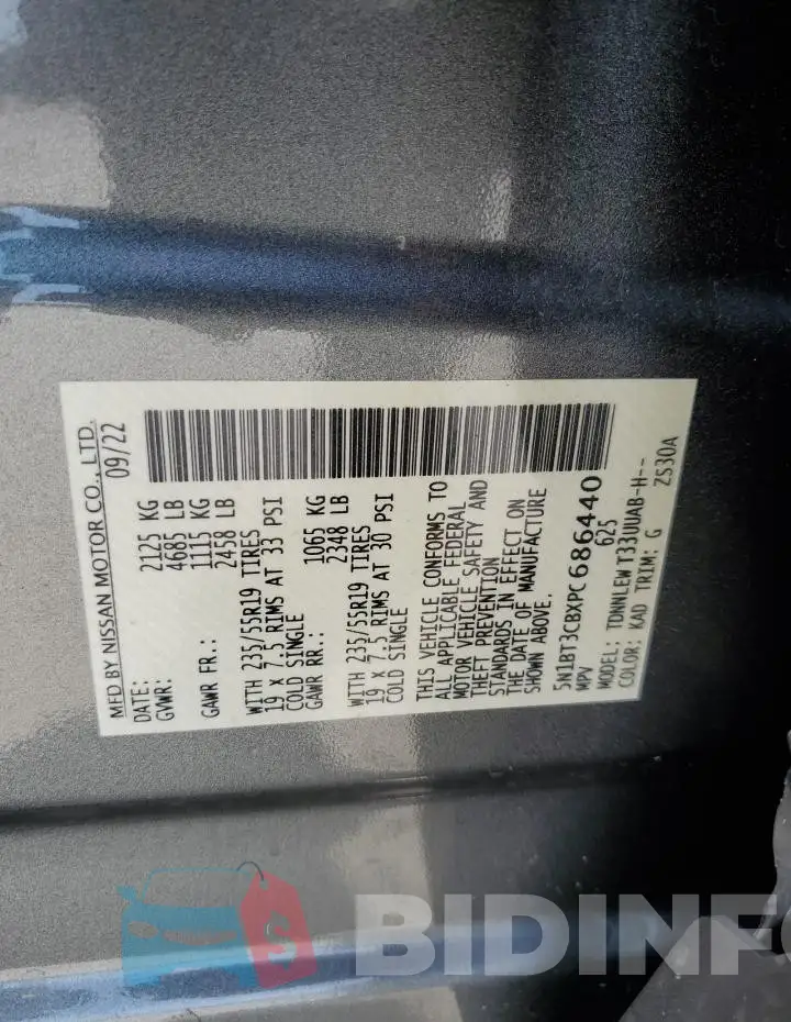 5N1BT3CBXPC686440 Photo# 14