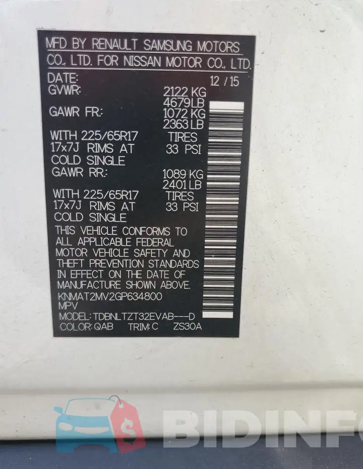 KNMAT2MV2GP634800 Photo# 12