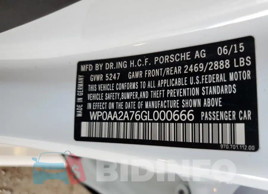 WP0AA2A76GL000666 Photo# 13