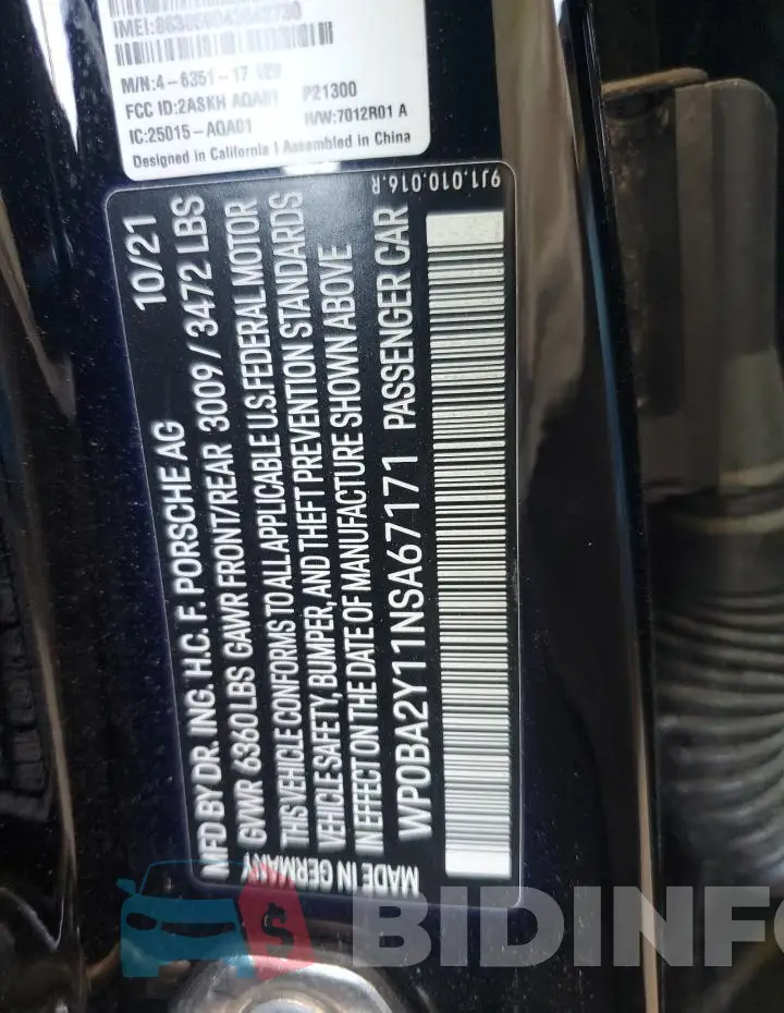 WP0BA2Y11NSA67171 Photo# 12