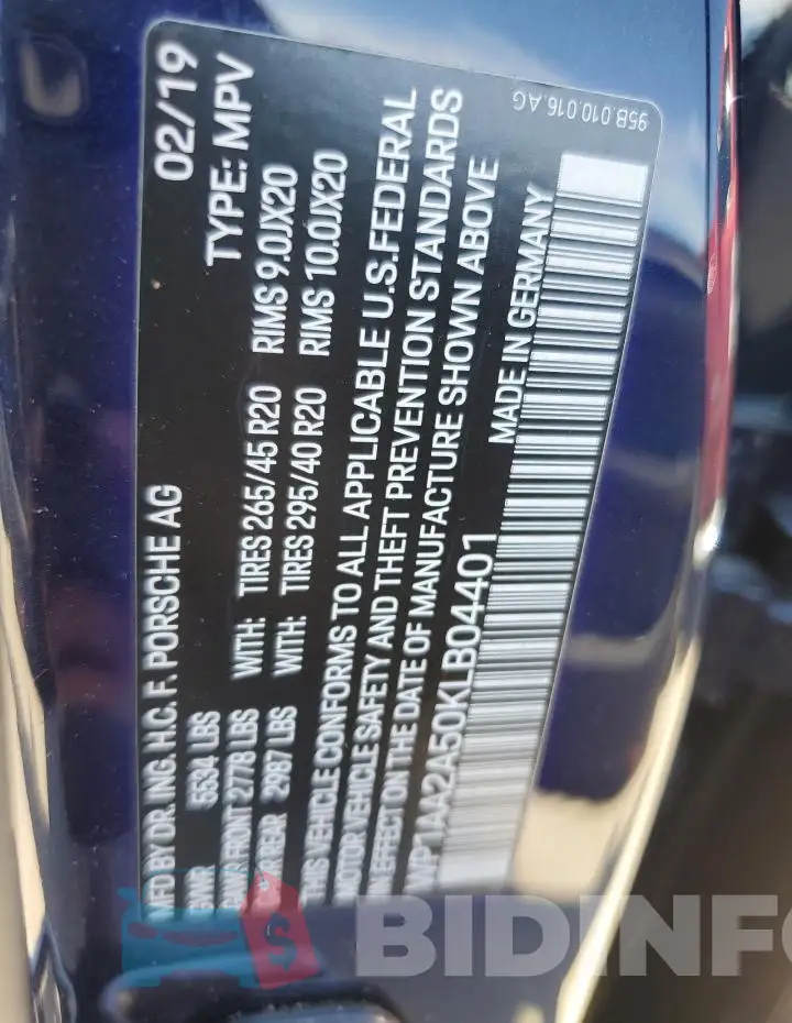 WP1AA2A50KLB04401 Photo# 13