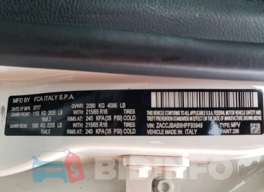 ZACCJBAB9HPF93949 Photo# 13