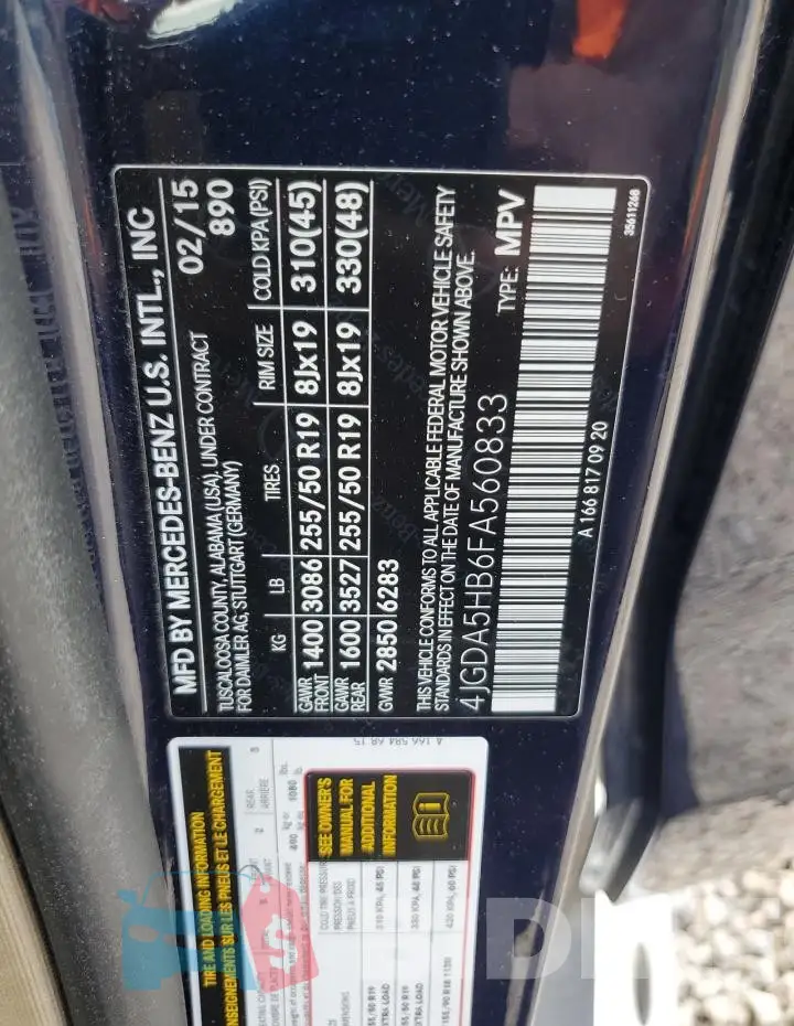 4JGDA5HB6FA560833 Photo# 12