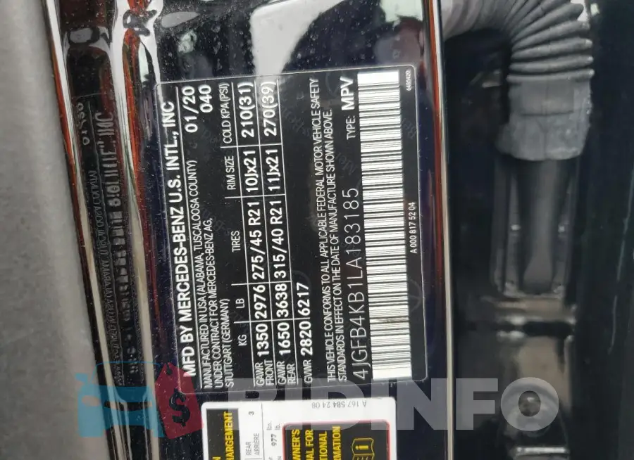 4JGFB4KB1LA183185 Photo# 13