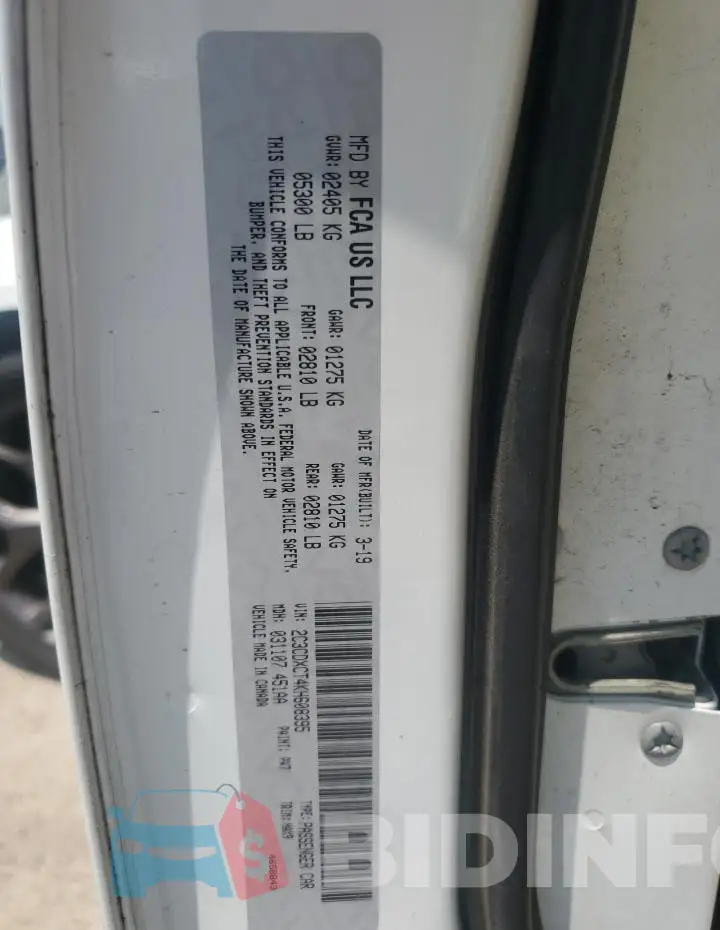 2C3CDXCT4KH608395 Photo# 12