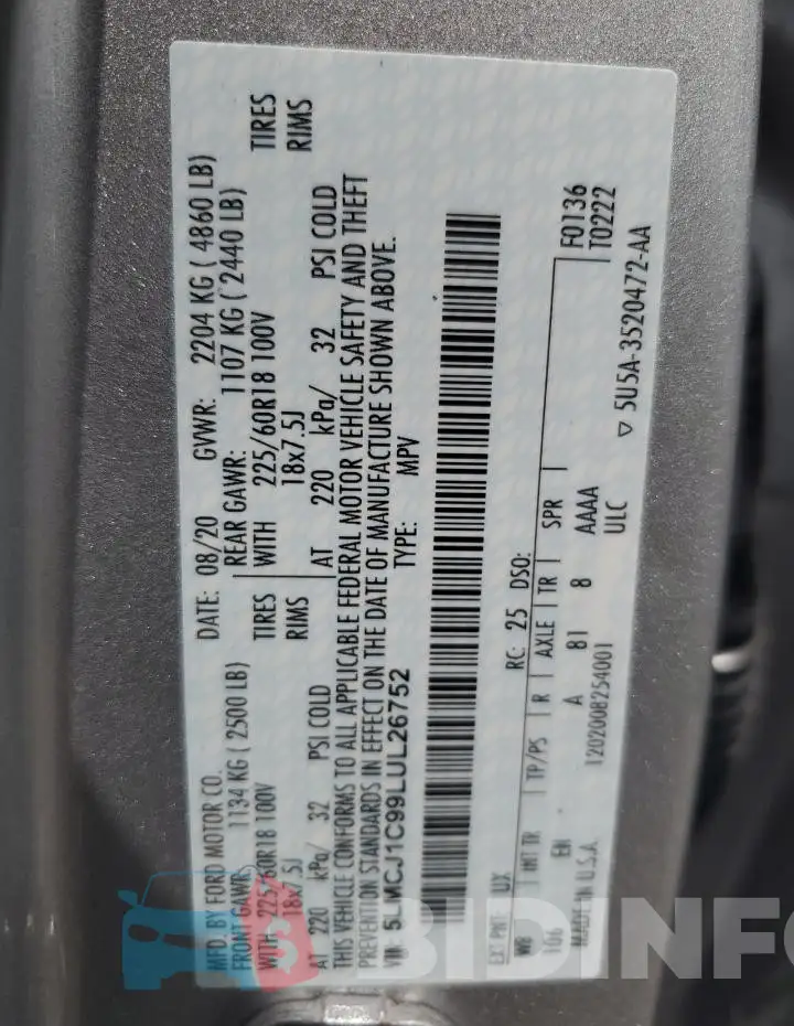 5LMCJ1C99LUL26752 Photo# 14
