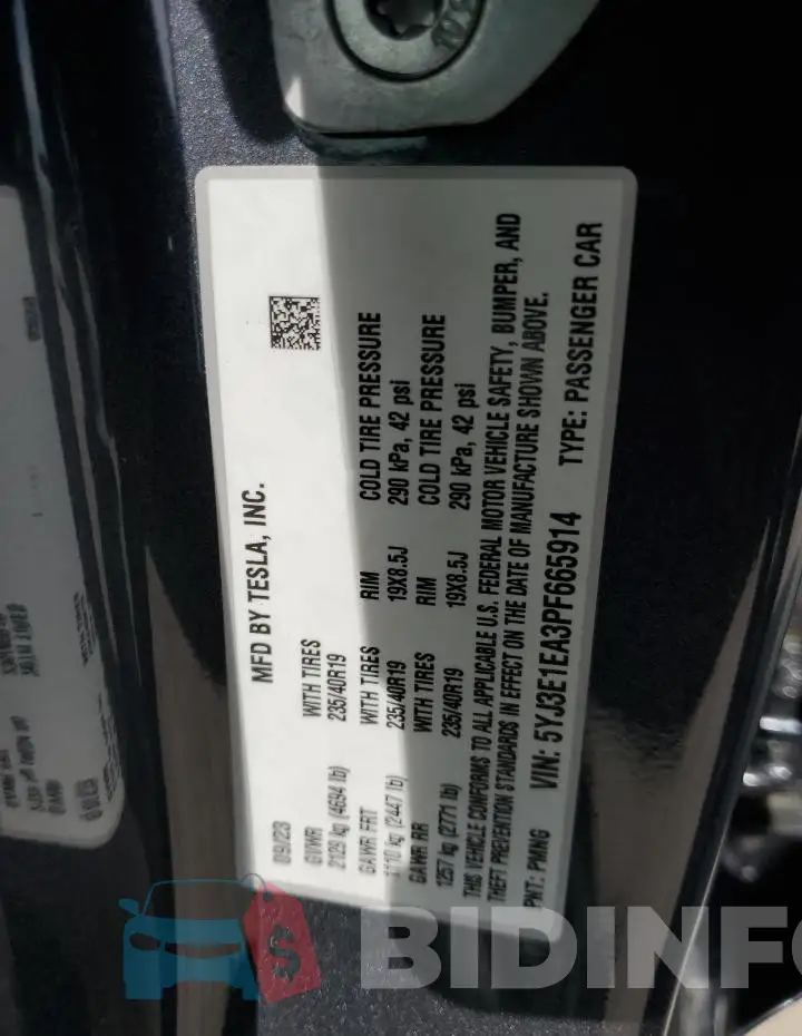 5YJ3E1EA3PF665914 Photo# 13