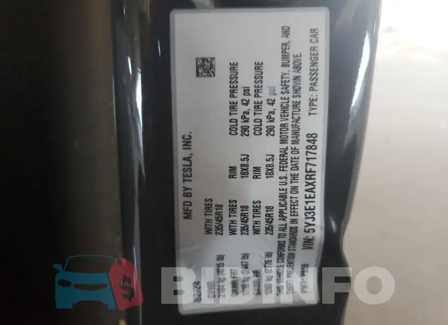 5YJ3E1EAXRF717848 Photo# 13