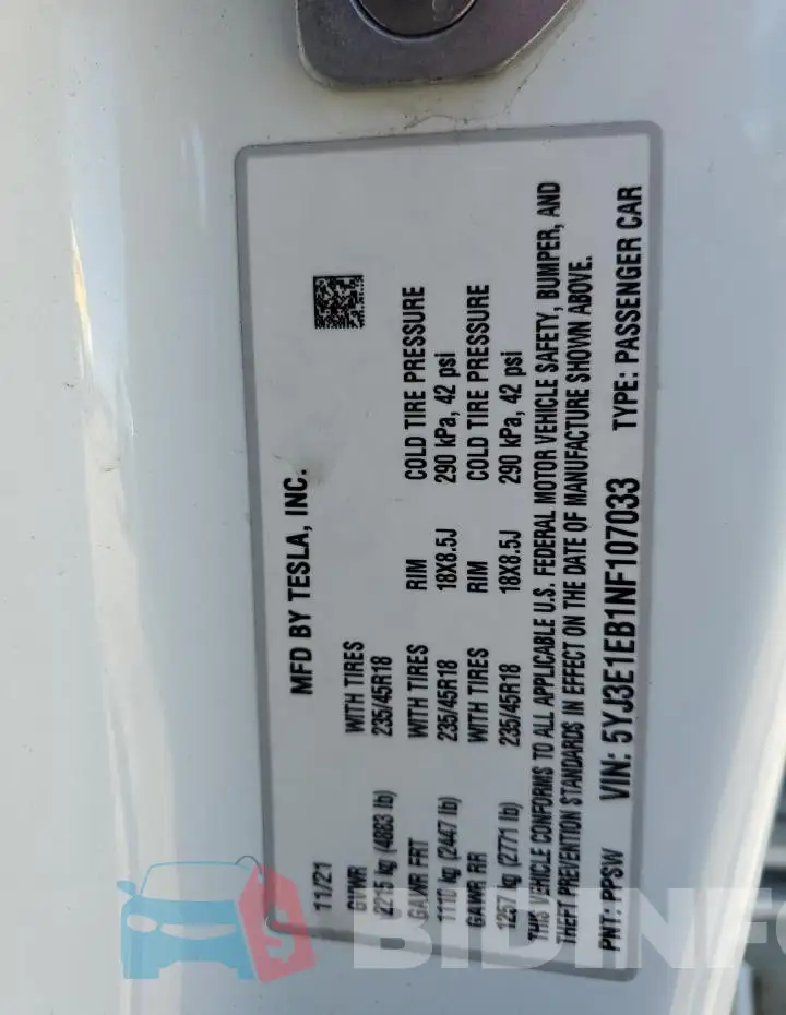 5YJ3E1EB1NF107033 Photo# 13