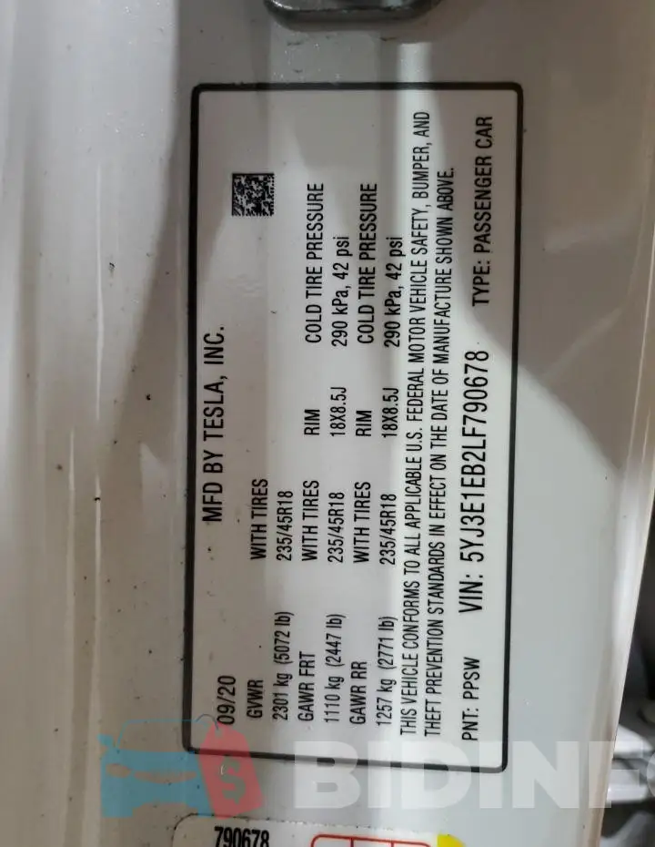 5YJ3E1EB2LF790678 Photo# 13