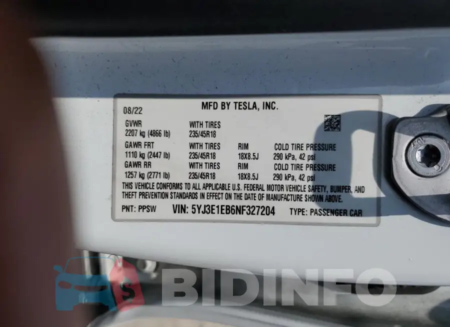 5YJ3E1EB6NF327204 Photo# 12