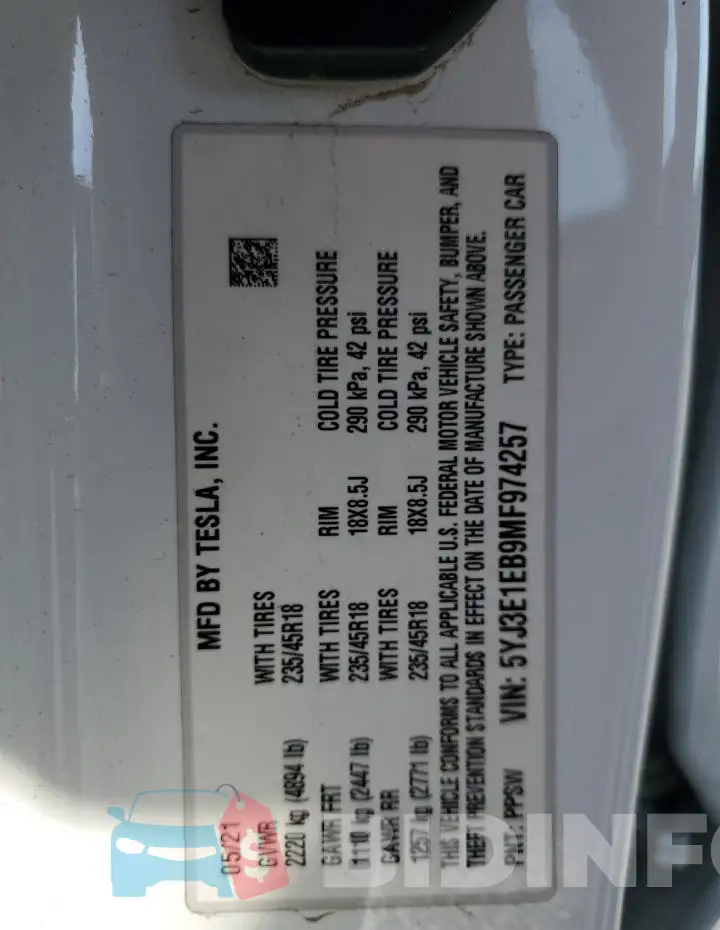5YJ3E1EB9MF974257 Photo# 13