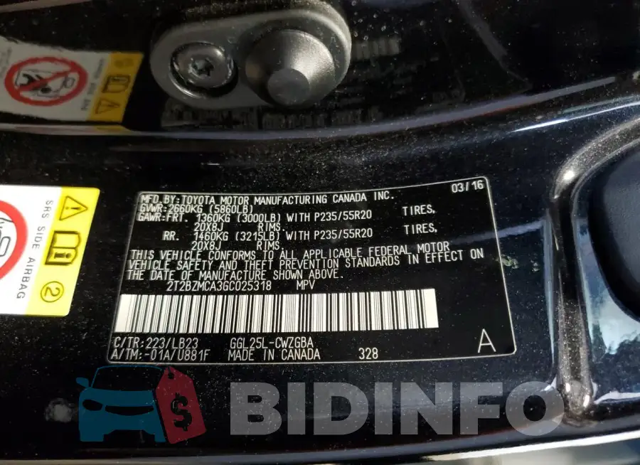 2T2BZMCA3GC025318 Photo# 14