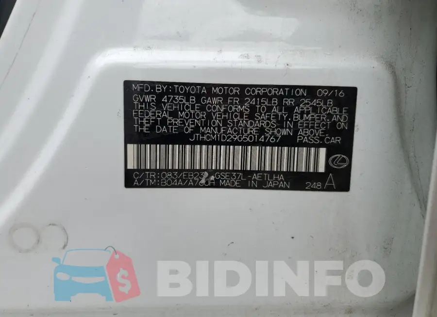 JTHCM1D29G5014767 Photo# 12