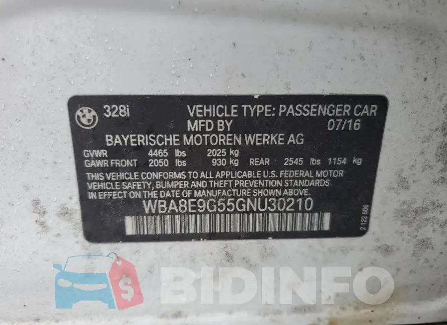 WBA8E9G55GNU30210 Photo# 12