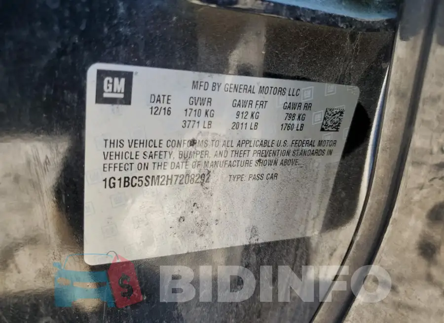 1G1BC5SM2H7208292 Photo# 12