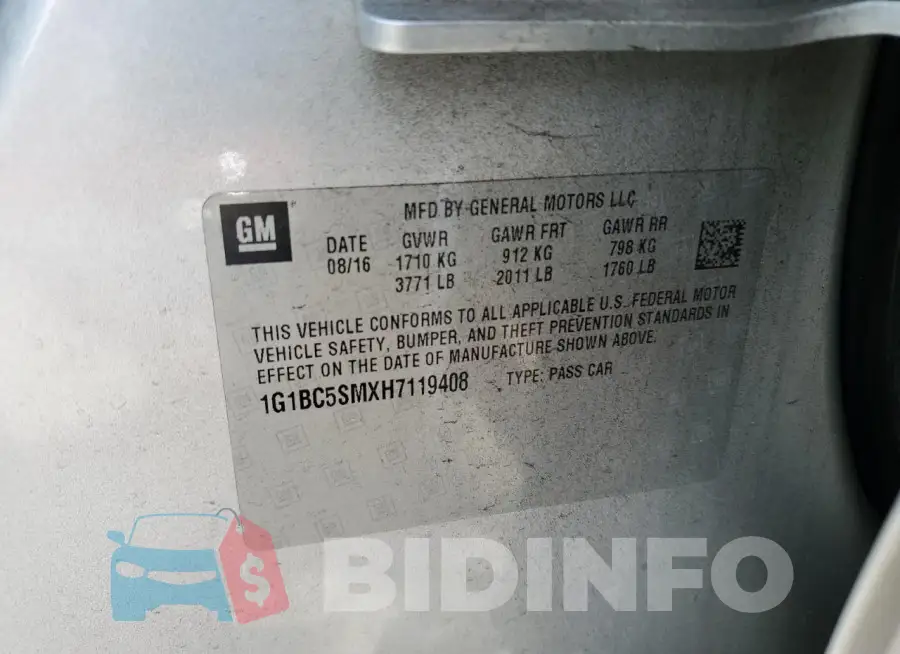1G1BC5SMXH7119408 Photo# 12