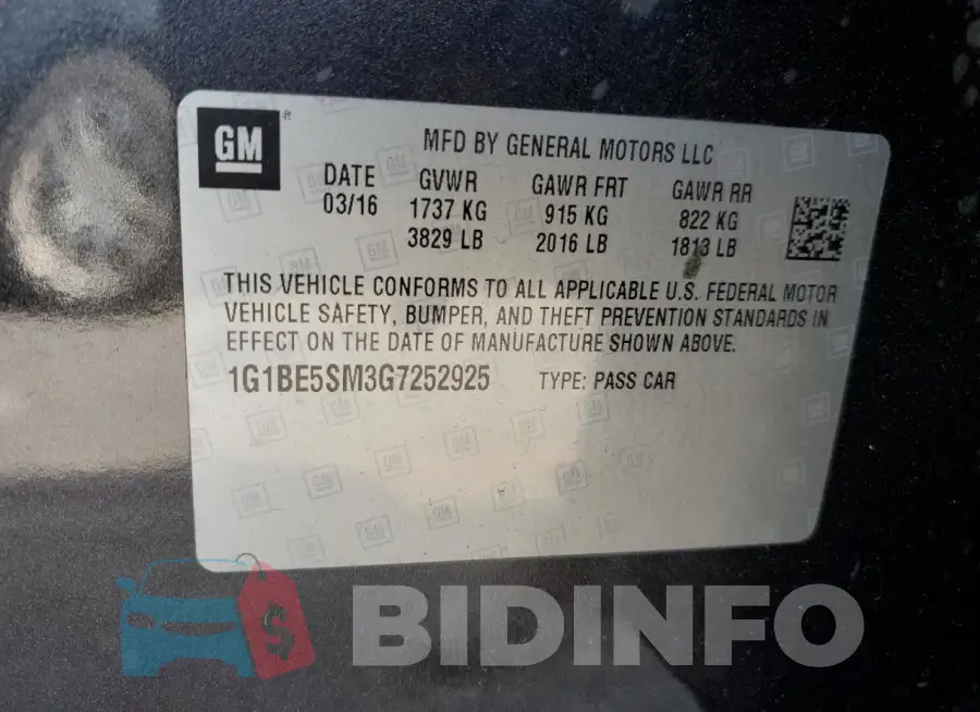 1G1BE5SM3G7252925 Photo# 13