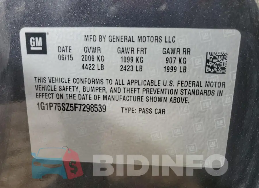 1G1P75SZ5F7298539 Photo# 12