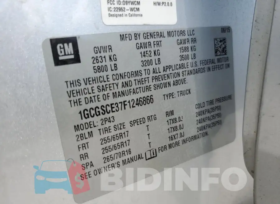 1GCGSCE37F1246866 Photo# 12