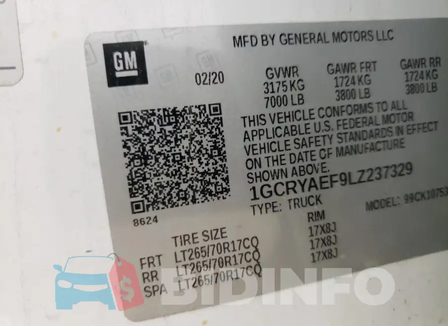 1GCRYAEF9LZ237329 Photo# 12