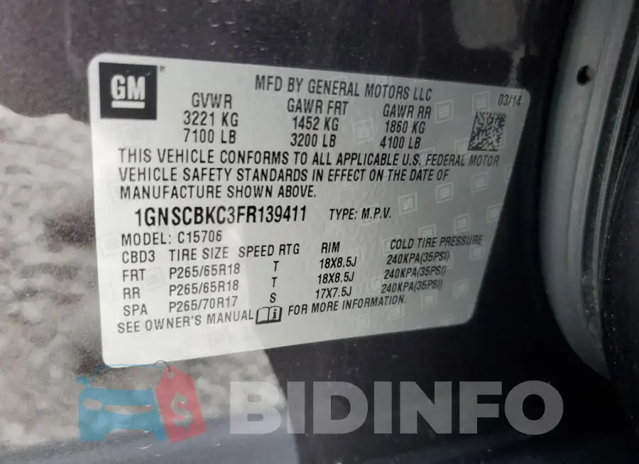 1GNSCBKC3FR139411 Photo# 13