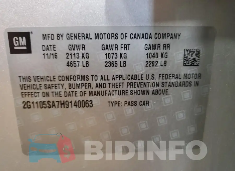 2G1105SA7H9140063 Photo# 12