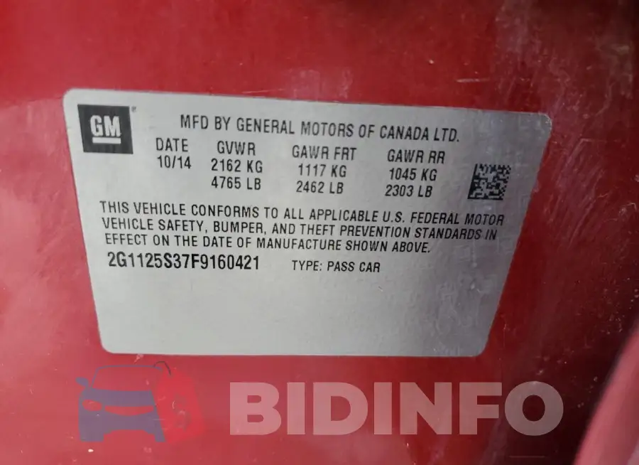 2G1125S37F9160421 Photo# 12
