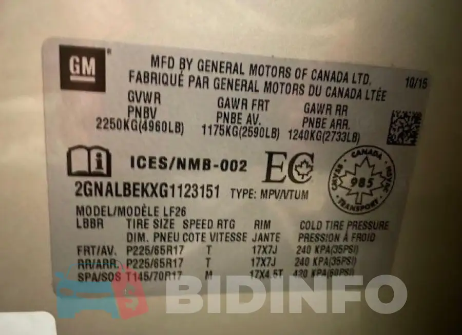 2GNALBEKXG1123151 Photo# 10