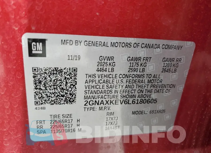 2GNAXKEV6L6180605 Photo# 14