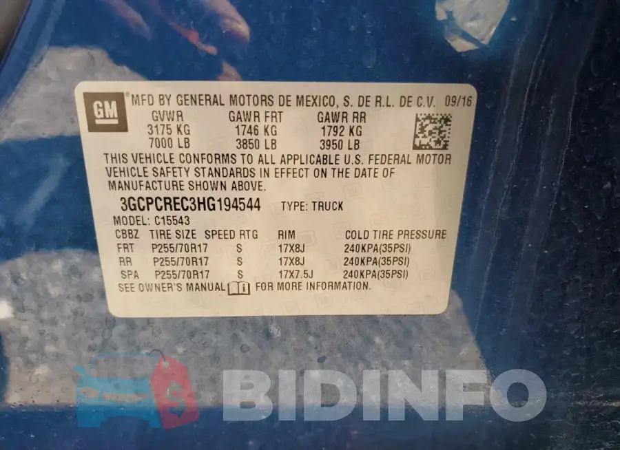 3GCPCREC3HG194544 Photo# 12