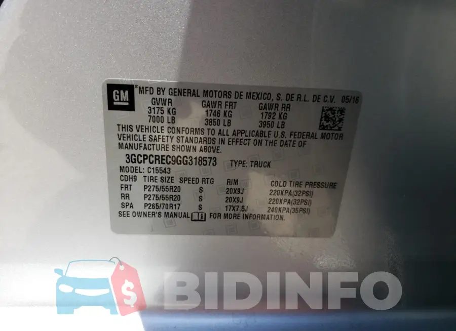 3GCPCREC9GG318573 Photo# 12