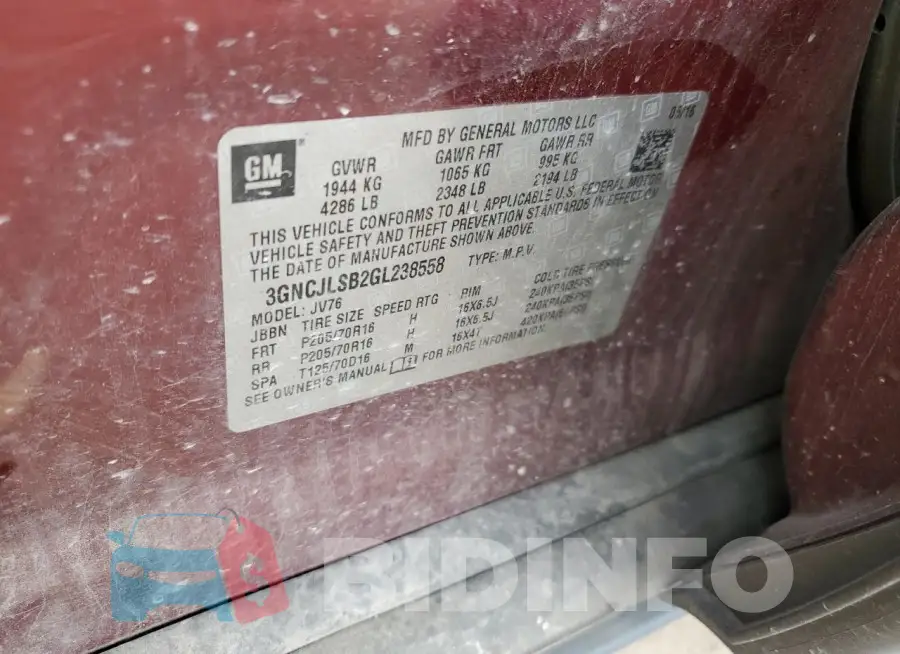 3GNCJLSB2GL238558 Photo# 13