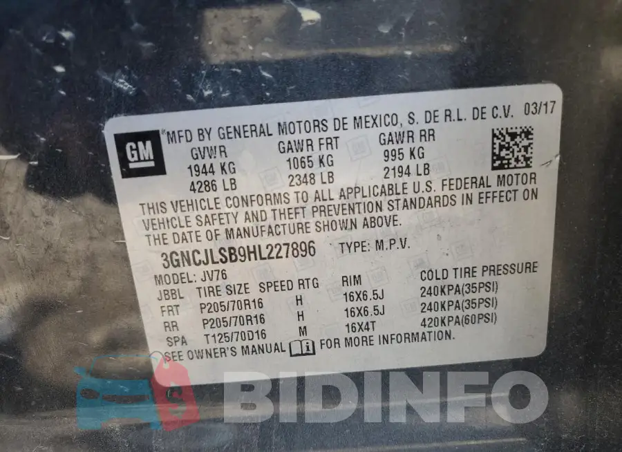 3GNCJLSB9HL227896 Photo# 14