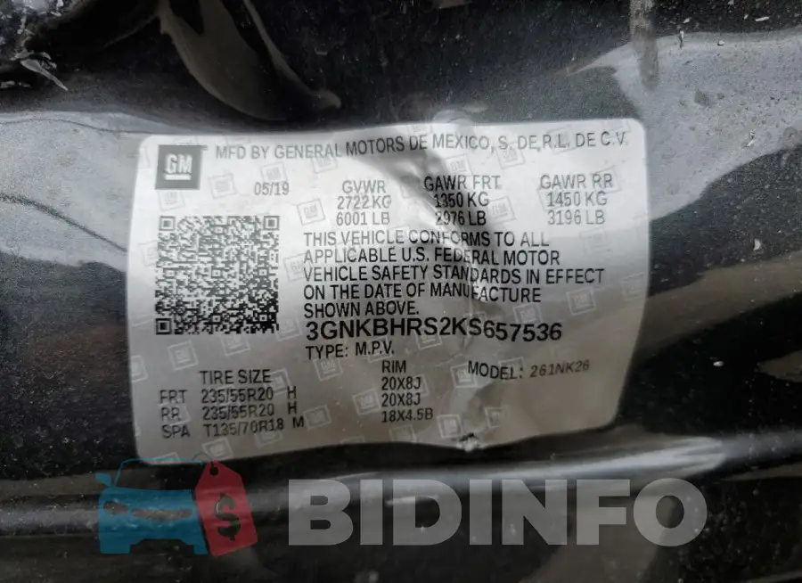 3GNKBHRS2KS657536 Photo# 12