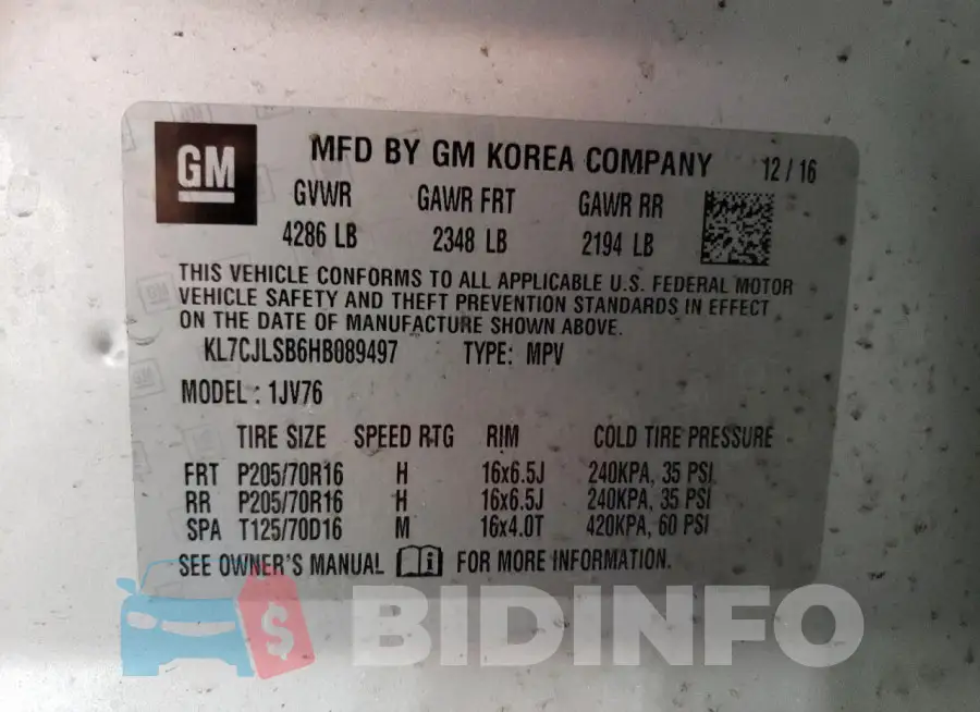 KL7CJLSB6HB089497 Photo# 14