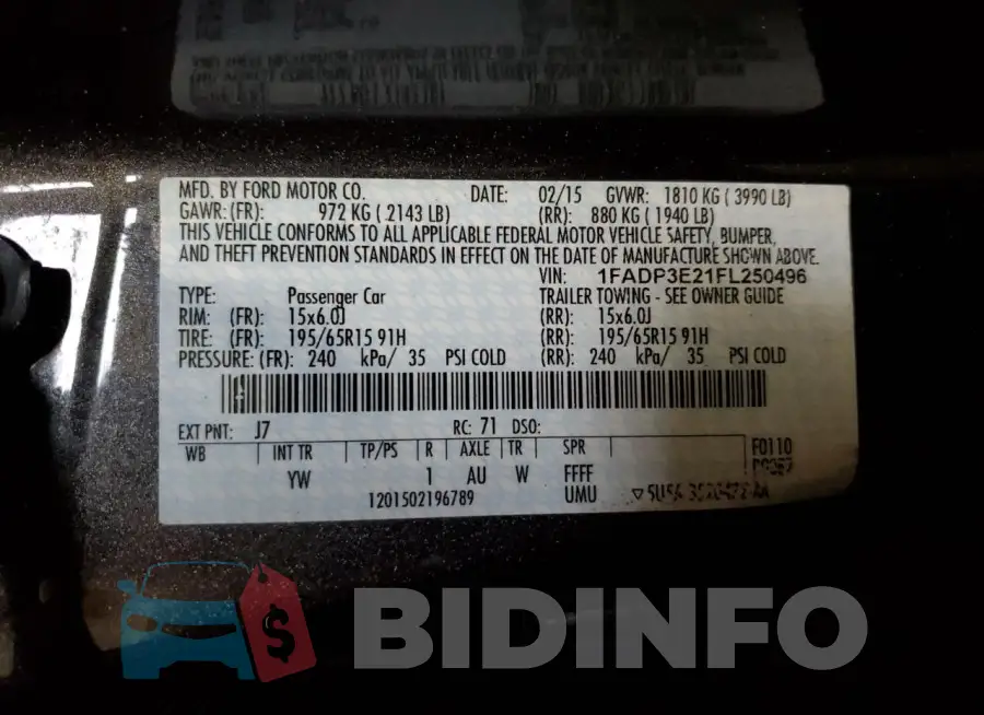 1FADP3E21FL250496 Photo# 12