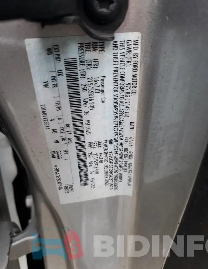 1FADP3F20GL271579 Photo# 12