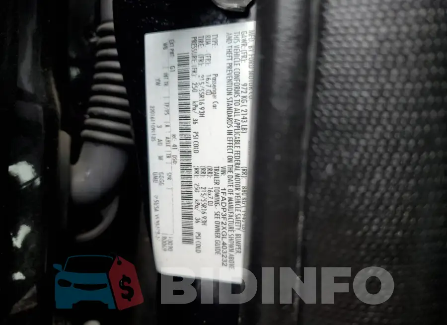 1FADP3F2XGL403232 Photo# 12