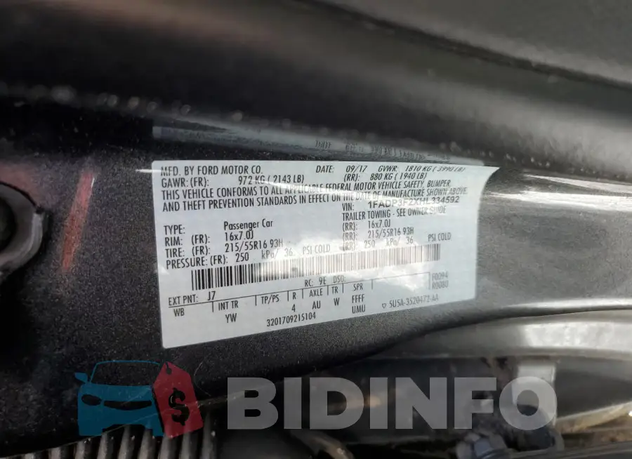1FADP3F2XHL334592 Photo# 12