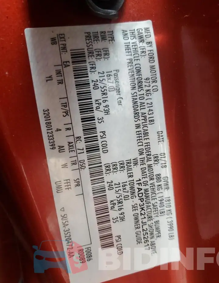 1FADP3K21JL252617 Photo# 12