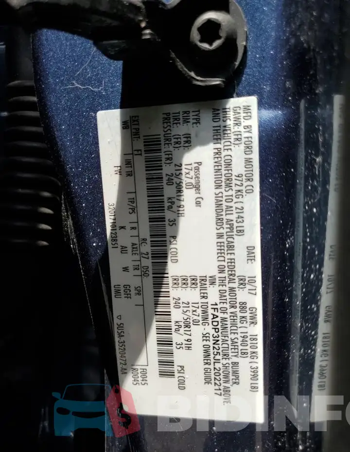 1FADP3N25JL202217 Photo# 12