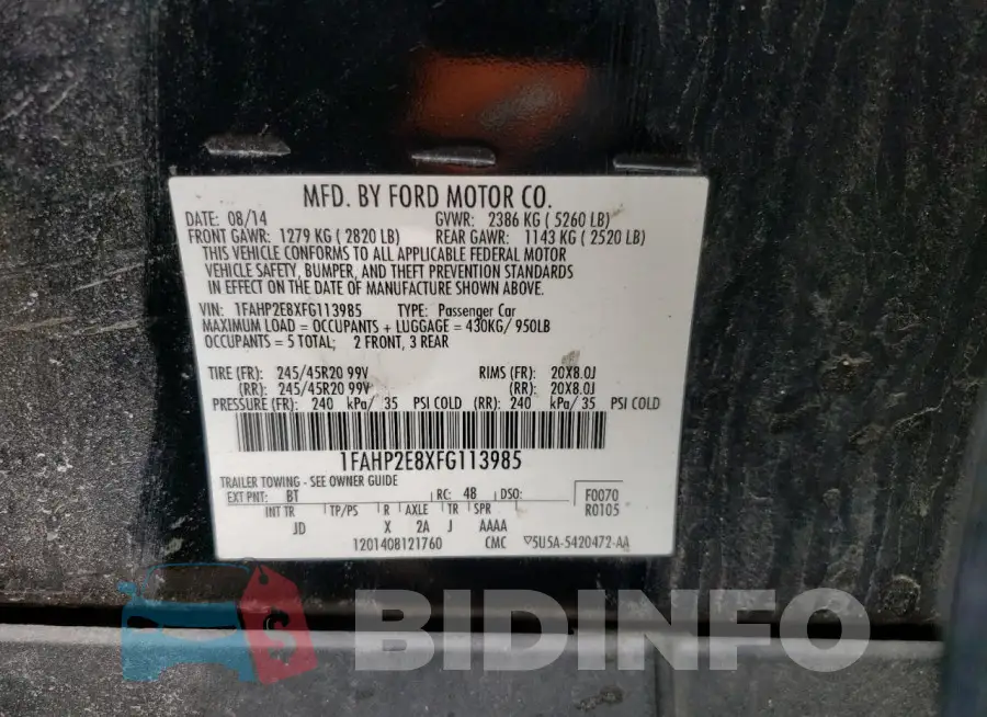 1FAHP2E8XFG113985 Photo# 12