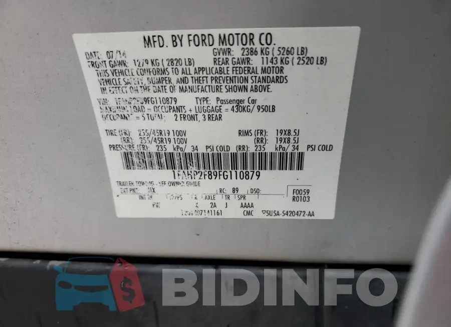 1FAHP2F89FG110879 Photo# 12